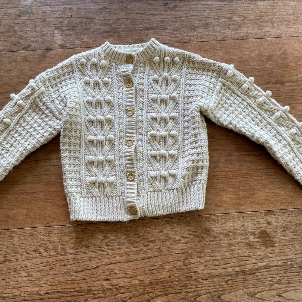 Cream Knit Button-Up Sweater Cardigan